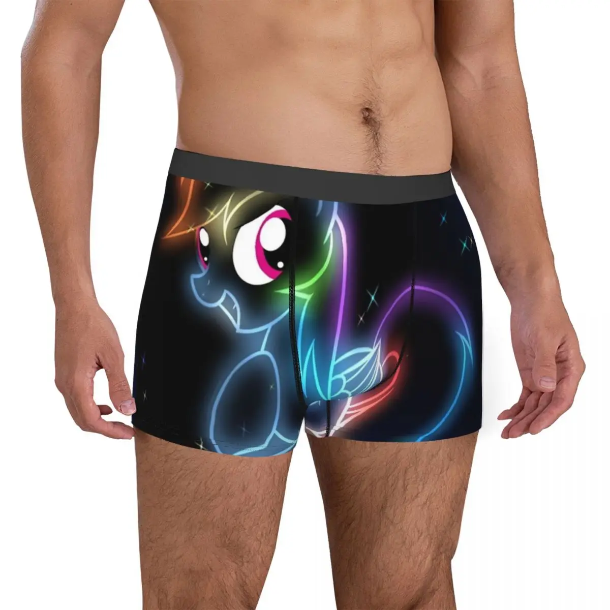 Men\'s Rainbow Dash MLP Underwear Cartoon Novelty Boxer Briefs Shorts Panties Male Breathable Underpants S-XXL