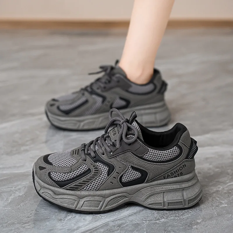 

Spring Autumn New Versatile Women's Running Shoes Casual Breathable Sporty Sneakers With Thick Sole Increased Height Korean Styl