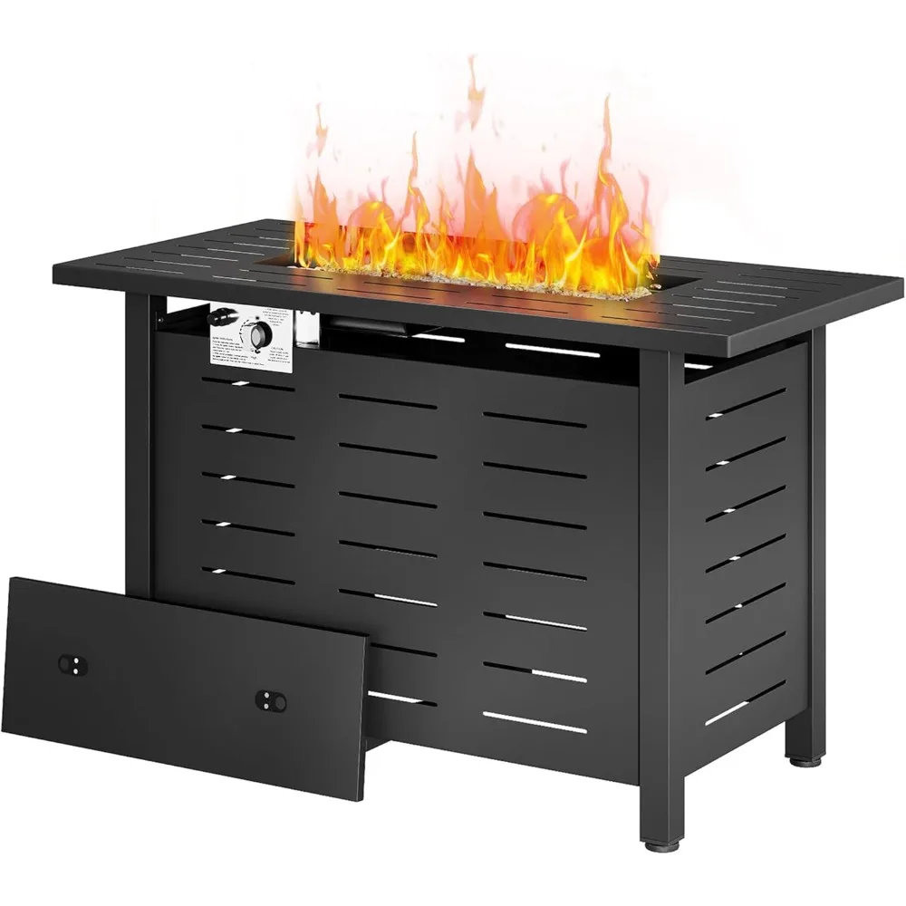 40 Inch Propane Fire Pit 50,000 BTU Outdoor Gas Fire Table with Waterproof Cover , Lid and Lava Rock for Outdoor, Patio.