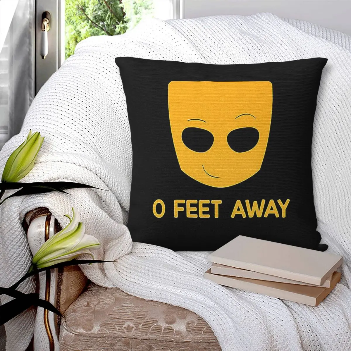 Grindr Zero O Feet Away Square Pillowcase Pillow Cover Polyester Cushion Decor Comfort Throw Pillow for Home Sofa