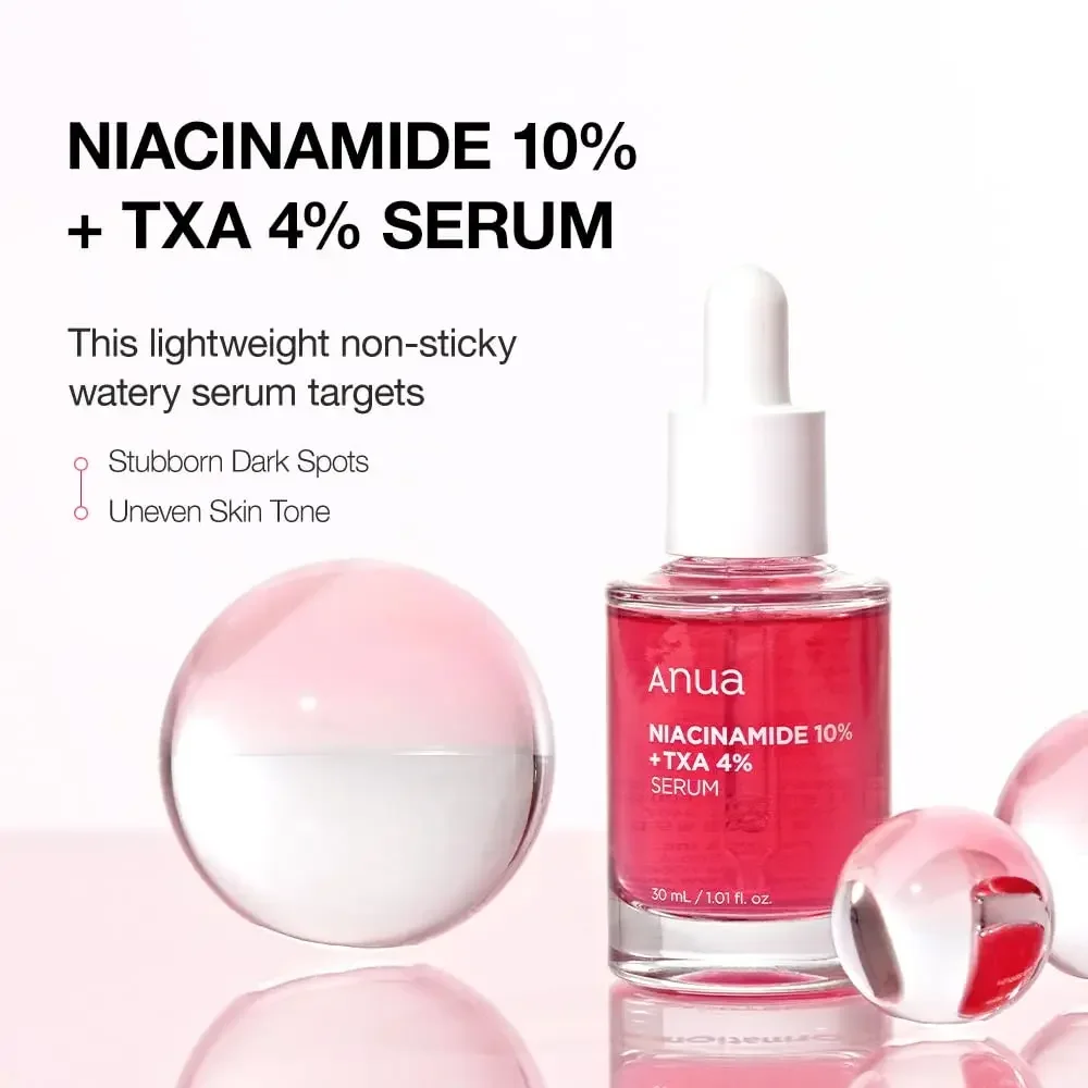 Anua 10% Niacinamide+ 4% Tranexamic Acid Serum, Ceramide, Hyaluronic Acid, Vitamin B12 natural color, for Sensitive skin serum