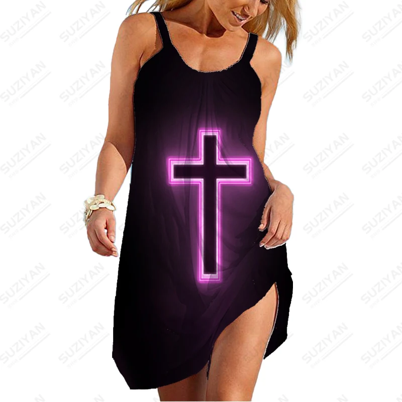 

2023 Hot Sale Summer Ladies Dresses Cross 3D Printing Dresses Fashion Casual Dresses Travel Holiday Ladies Dresses