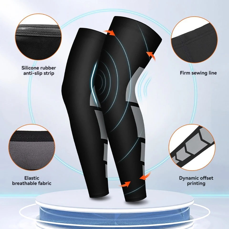 NOFOXO 1PCS Leg Compression UV Protection Knee Pads Anti-slip Sleeves Calf Protectors Knee Brace Sports Basketball Cycling