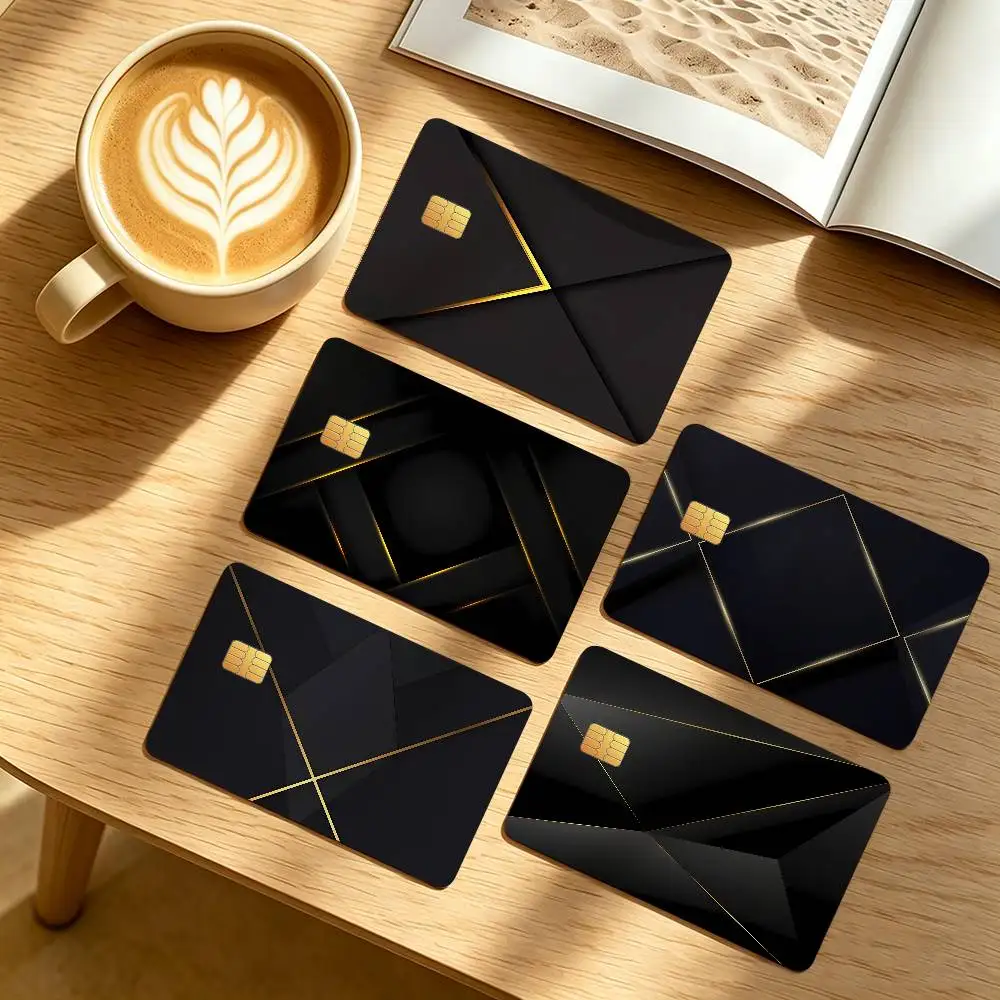 Black Matte Credit Card Public Transportation Cards Protective Sticker Waterproof Card Face Decoration 4PCS