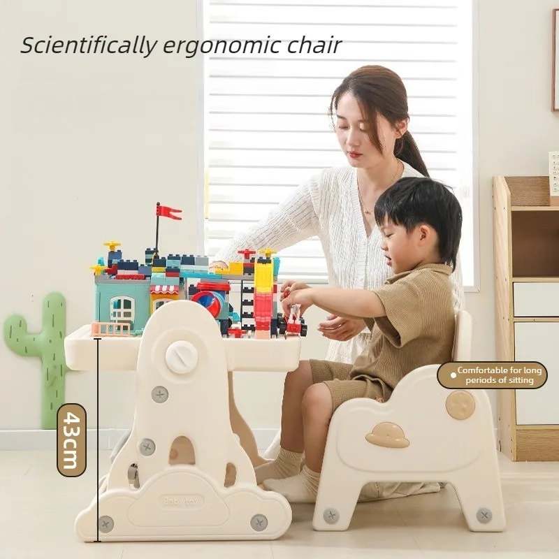 Multi-functional Building Block Table Children Drawing Board Toy Table with Chair Puzzle Kids Building Block Game Desk Toys