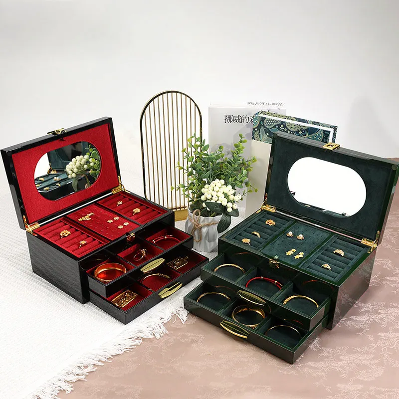 Luxury High Gloss Paint Jewelry Storage Box, Jewelry Collection Case for Necklace Ring Earring, Gift Packaging Box