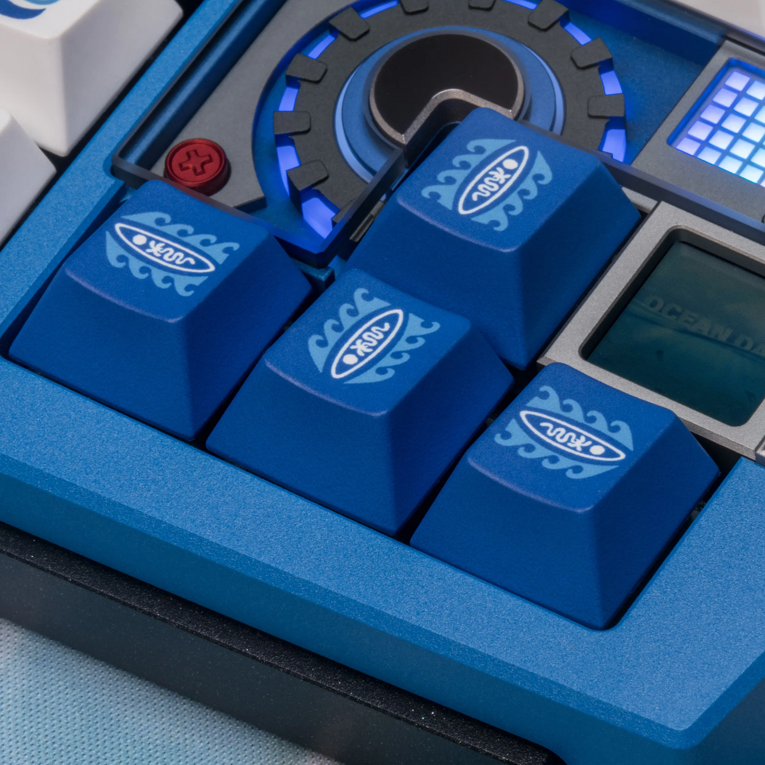 Blue Surf Themed Keycaps Set PBT Sublimation Cherry Profile Custom Original Handmade for Mechanical Keyboard Accessories DIY