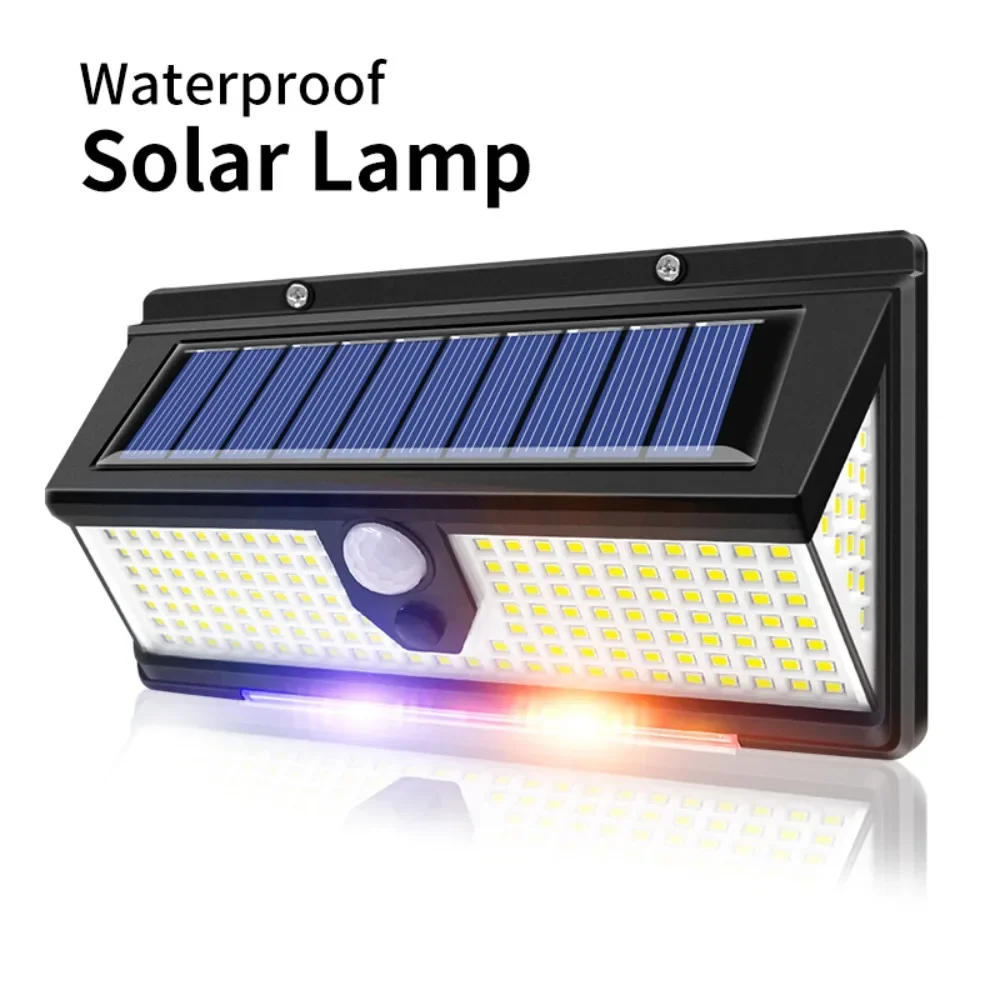 172LED Solar Powered Rechargeable Wall Light Three Sides Light Body Sensor Waterproof Garden Light Outdoor Lighting