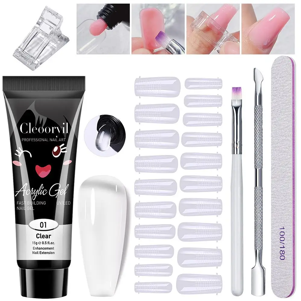 6 pçs/set poli uv gel kit tudo para manicure gel extensão do prego solução deslizante construtor acrílico gel polonês ferramenta da arte do prego estender molde