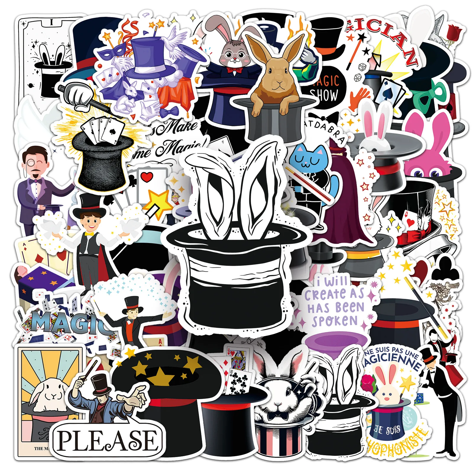 10/30/53PCS Funny Magician Stickers Cartoon Graffiti Decals Toy Fridge Luggage Laptop Phone Bike Skateboard Decoration Sticker