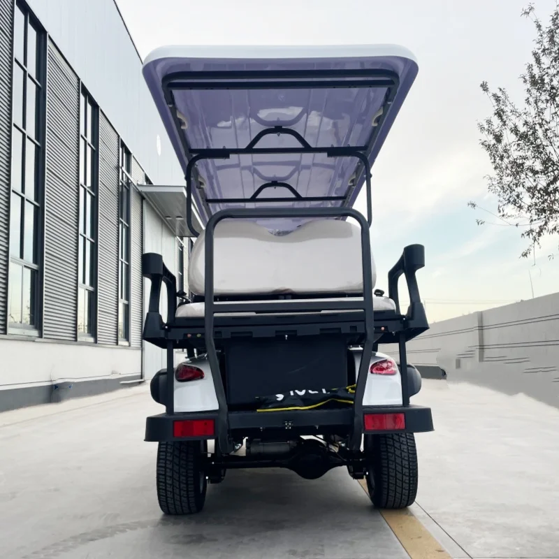 

Factory Price Discount Price Electric Golf Cart 6 Seater Multi-Purpose Hunting Car White Upholstered Seat Off-Road Tires