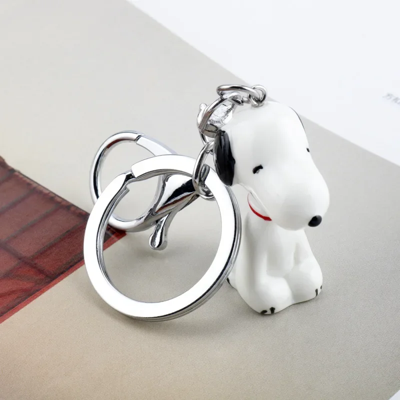 Snoopy Cartoon Keychain Cute Dog Doll Keyring Bag Pendant Women Car Keyholder Creative Bag Trinket Fashion Key Chain Accessories