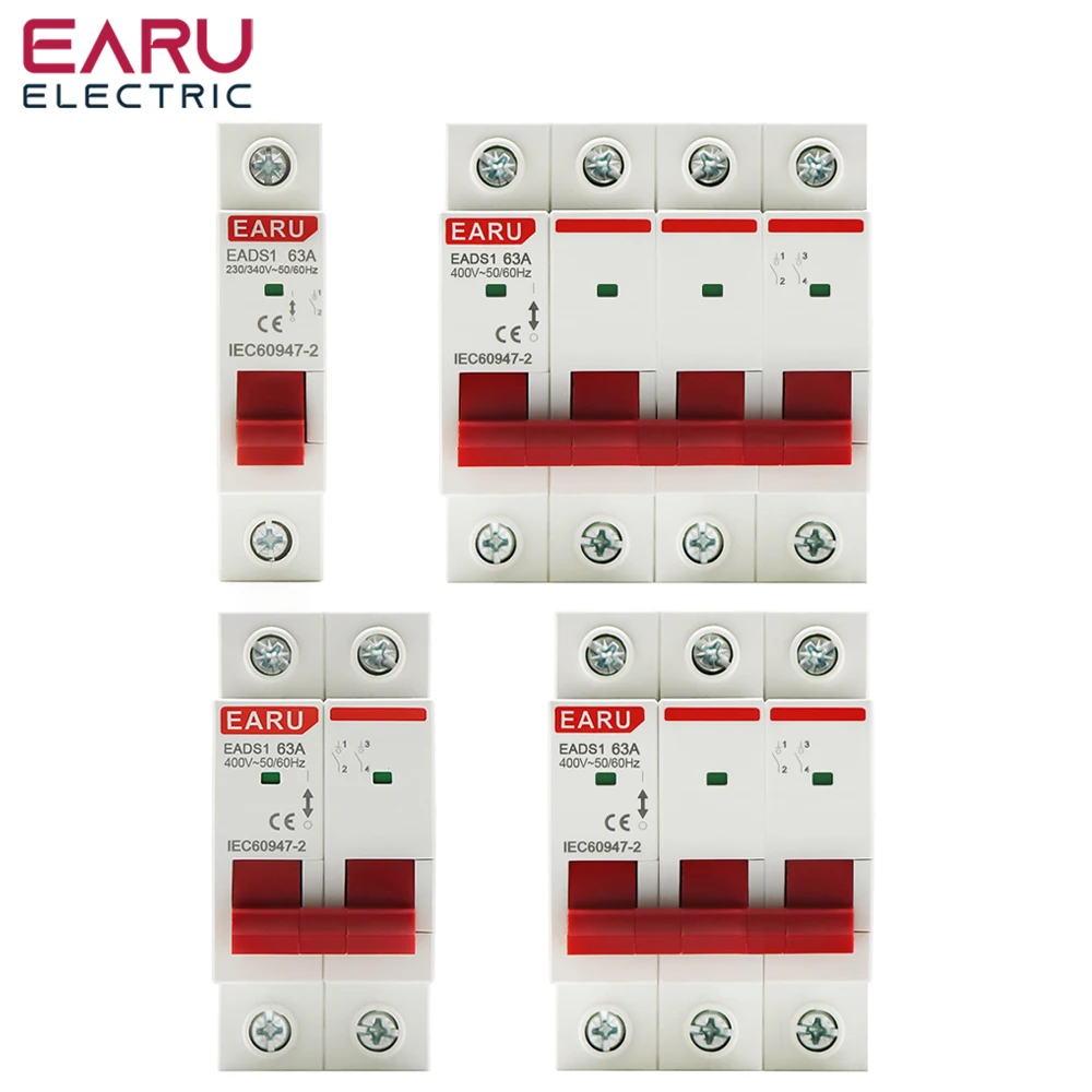 Din Rail 1P 2P 3P 4P 40A 63A 100A 125A Knife Main Switch Isolating Switch for Home Industrial Use Circuit Breaker AC 230V 400V