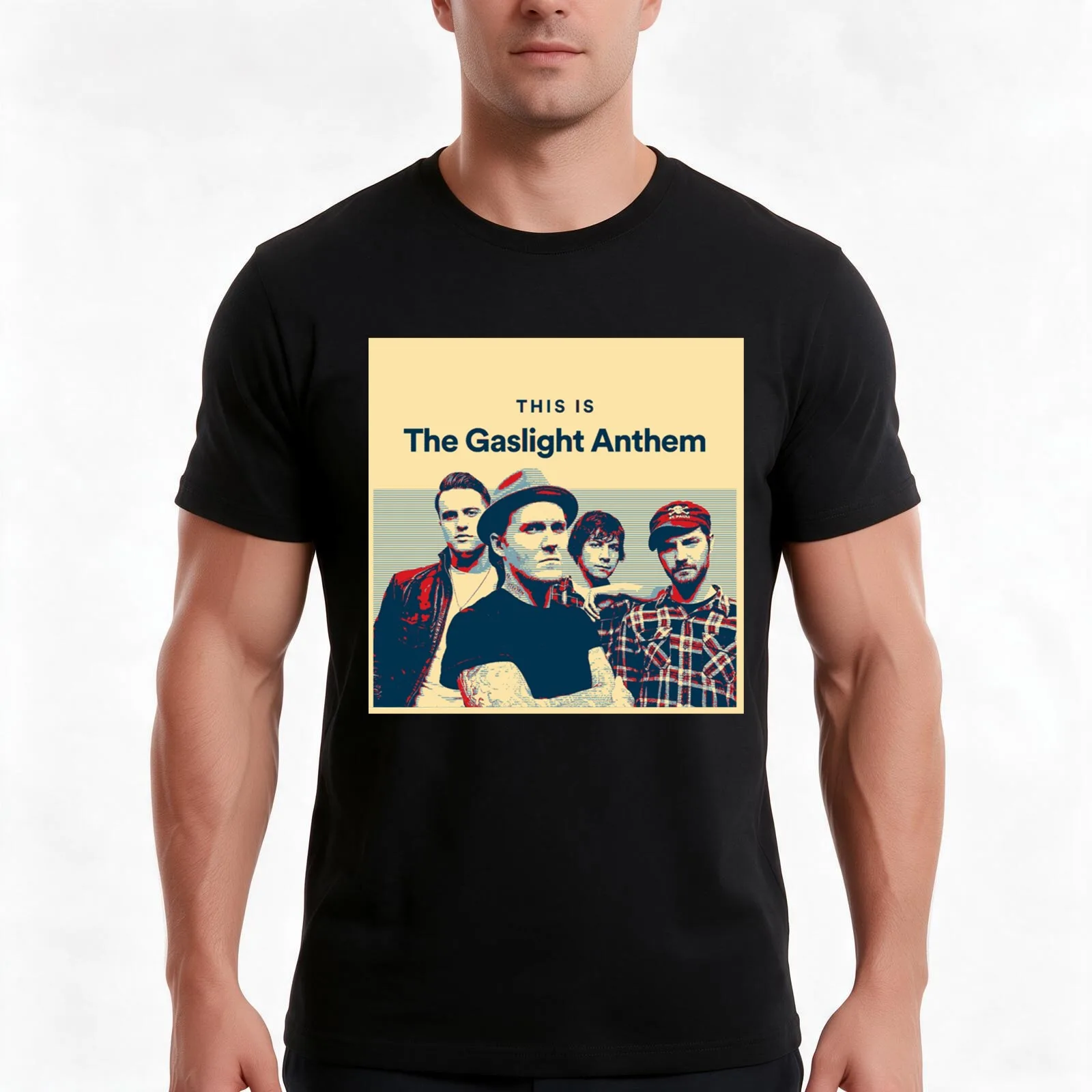 the gaslight anthem T-Shirt, Summer Casual Cotton Tee, Oversized Streetwear Tops, Vintage Graphic Print, Loose Fit Short Sleeve