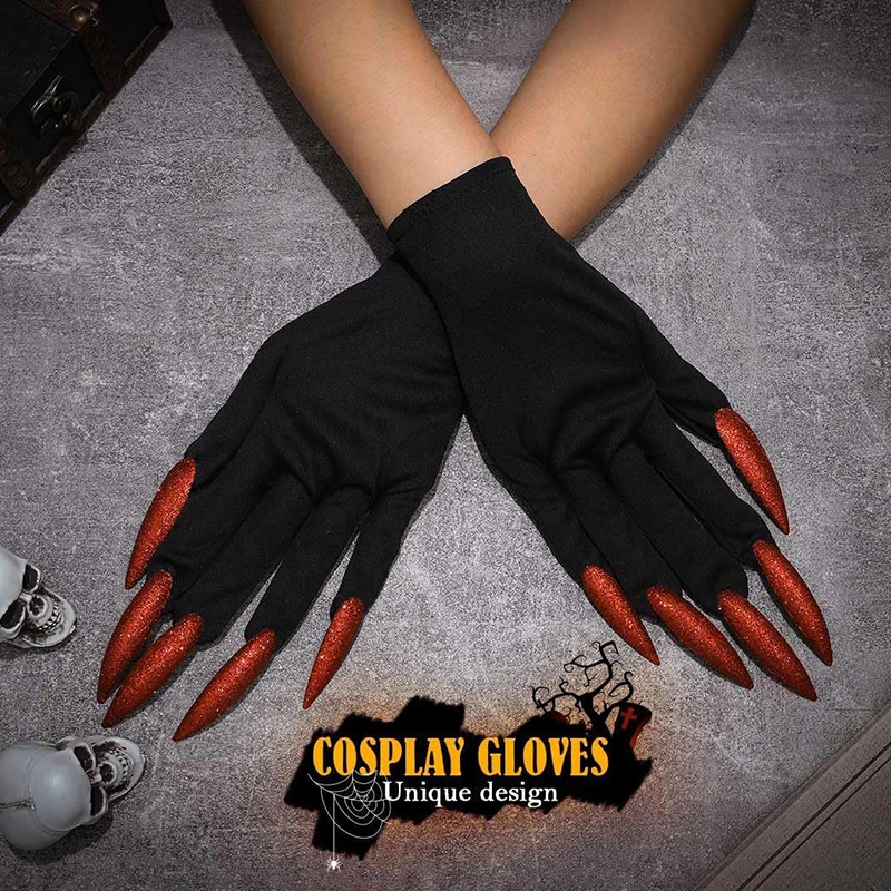 Guantes largos góticos para Cosplay, manoplas con garras, accesorios de miedo para fiesta, Festival divertido, 1 par