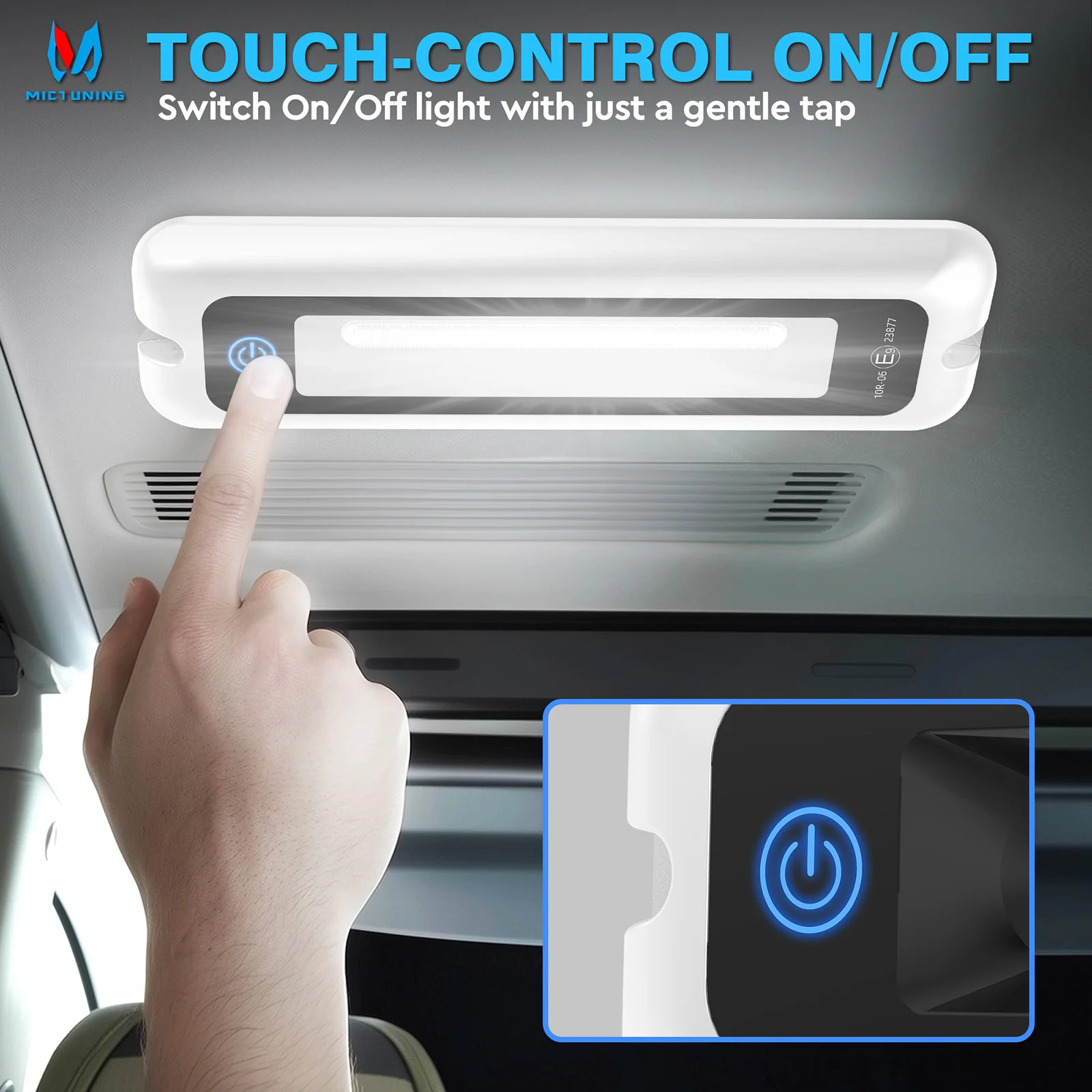 MICTUNING 6 Inch Outdoor Touch Porch Light Waterproof LED Utility RV Awning White 6000K Exterior Lights For Cabinet Hallway
