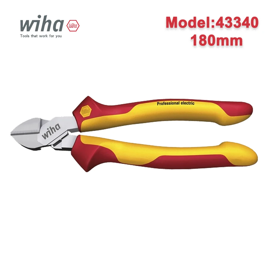 

WIHA Insulated Side Cutter/Cutting Pliers 180mm VDE Professional Electric Diagonal Cutters with DynamicJoint 1000V 43340