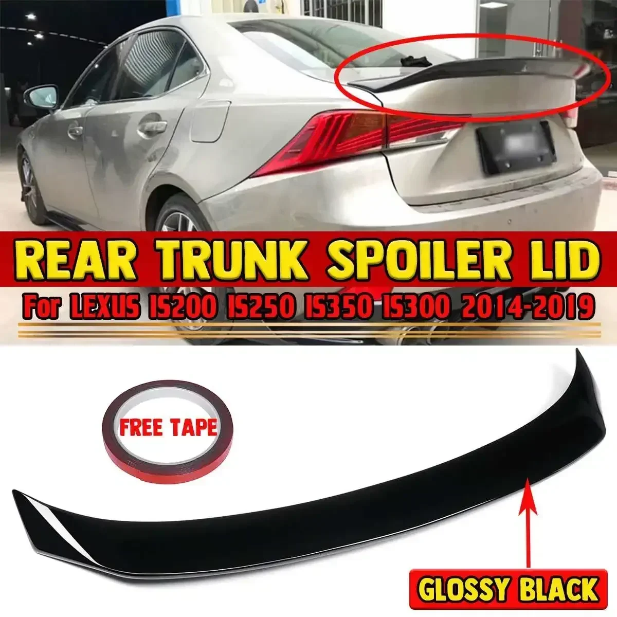 

ABS Car Rear Trunk Lip Boot Wing Lip AR Style For LEXUS IS200 IS250 IS350 IS300 2014-2019 Rear Trunk Spoiler Boot Wing Body Kit