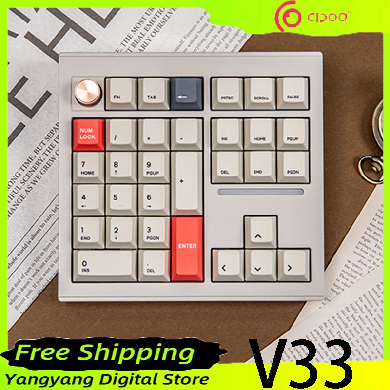 

New CIDOO V33 Mechanical Keyboard Aluminum Alloy Numpad GASKET Structure Bluetooth Three Mode Mini Keyboard PC Gamer Accessories