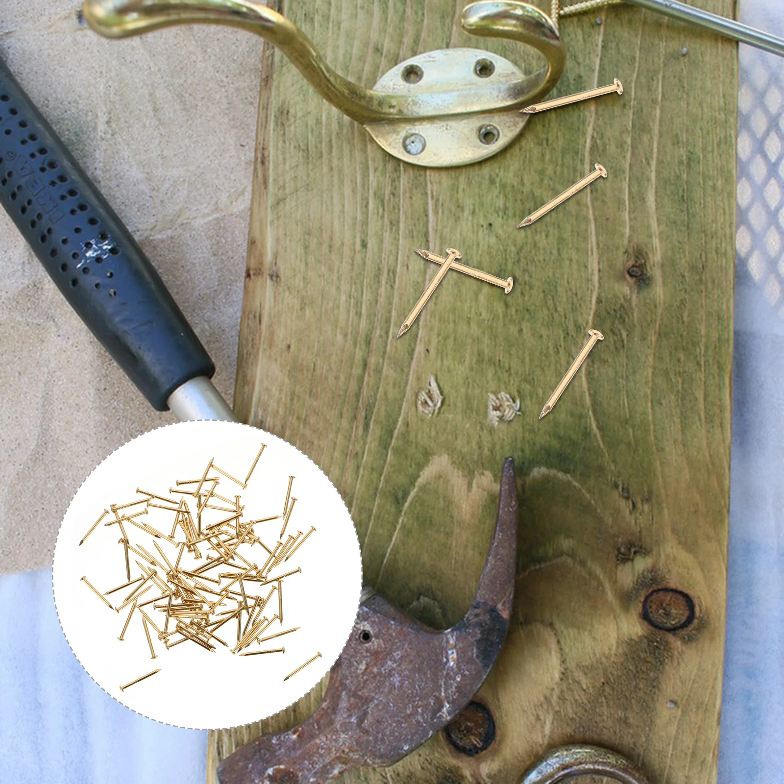 

100Pcs Pure Brass Nails Vintage Brass Surface Durable Furniture Decorative Nails for Style Chinese Furniture DIY Wooden