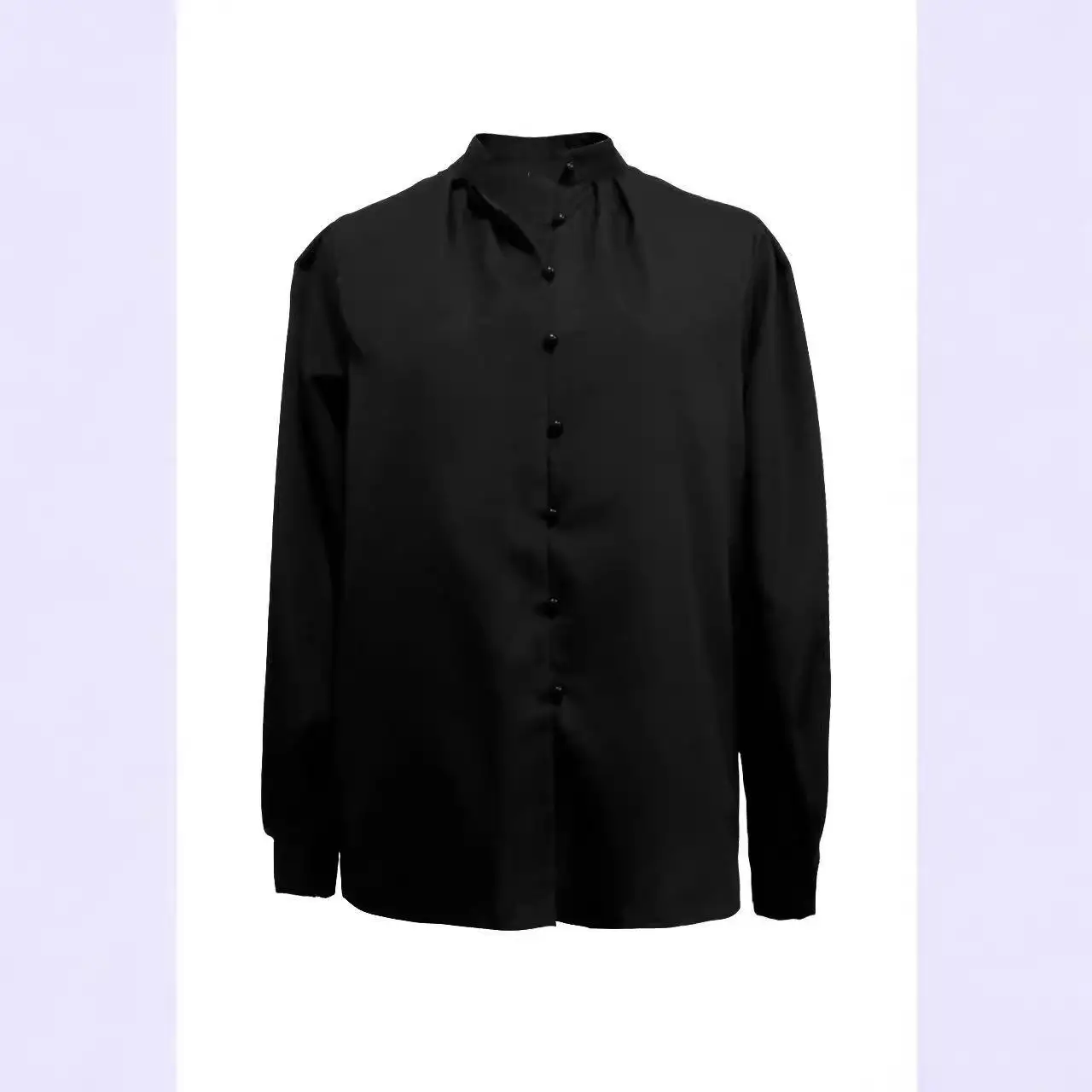 Women's Long Sleeve Shirt with Semi Open Collar Stand up Swedish Style Commute Fashion Other Fabric Lantern Sleeve Pure Color view 2