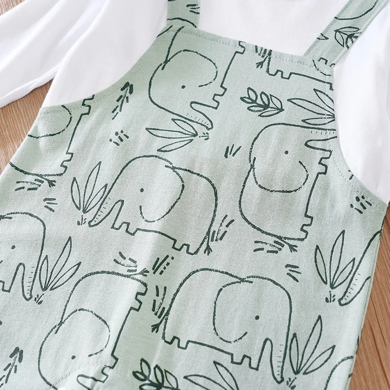 Newborn Spring And Autumn Clothing Boys And Girls Cute Backstraps Elephant Cotton Comfortable Soft Long Sleeved Baby Bodysuit