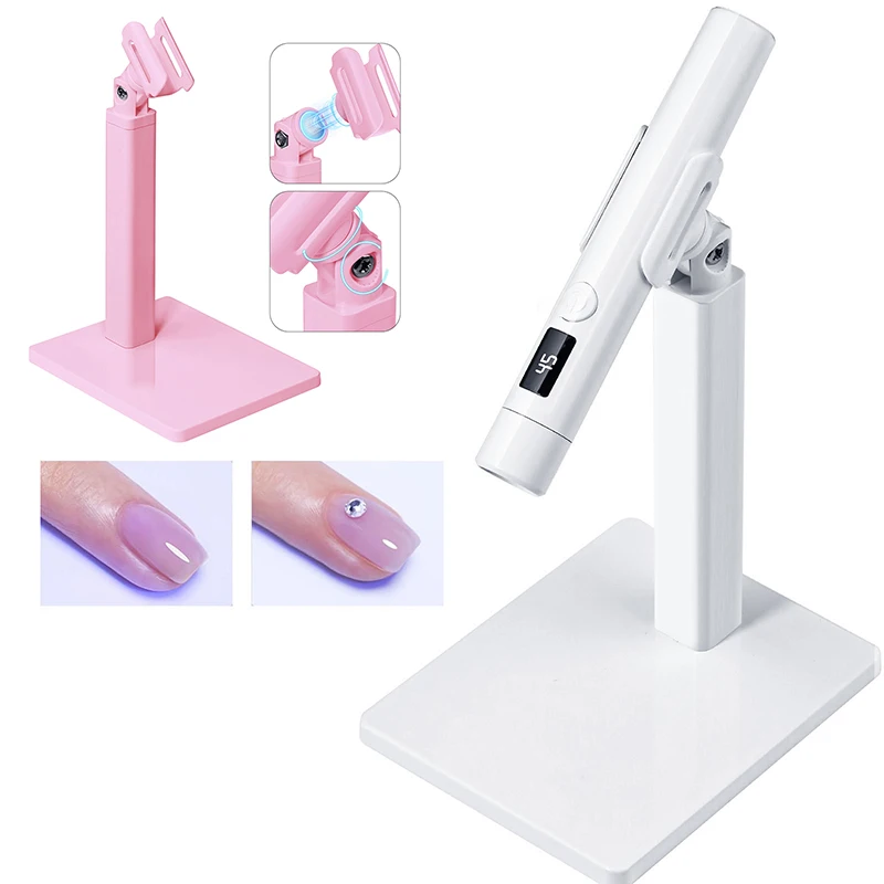 Support de lampe UV rotatif pour nail art, rose, blanc, portable, sèche-ongles, photothérapie