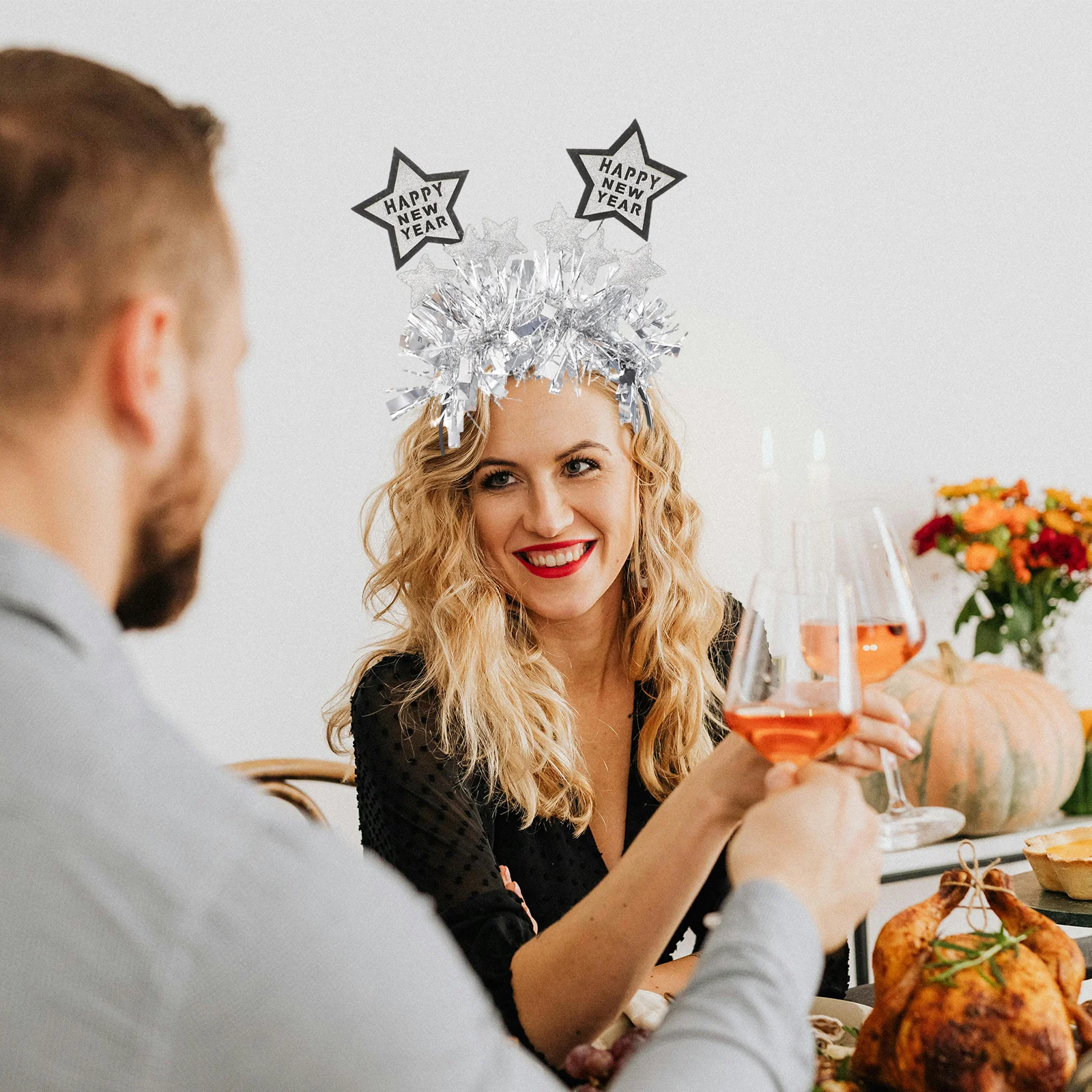 2 قطعة أغطية الرأس السنة الجديدة تصميم نجمة خماسية بهرج خوذة جو احتفالي عطلة الأحداث والاحتفالات