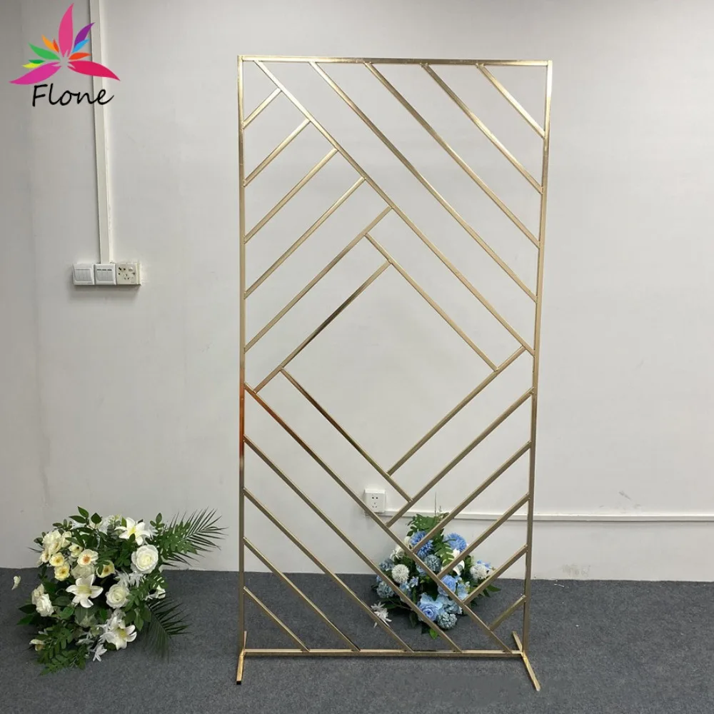 

6.56x3.28ft Shinny Gold Plating Decoration Marriage Backdrop Frame Fleur Artificielle Decoration Stand Arche Ballon Party Decor