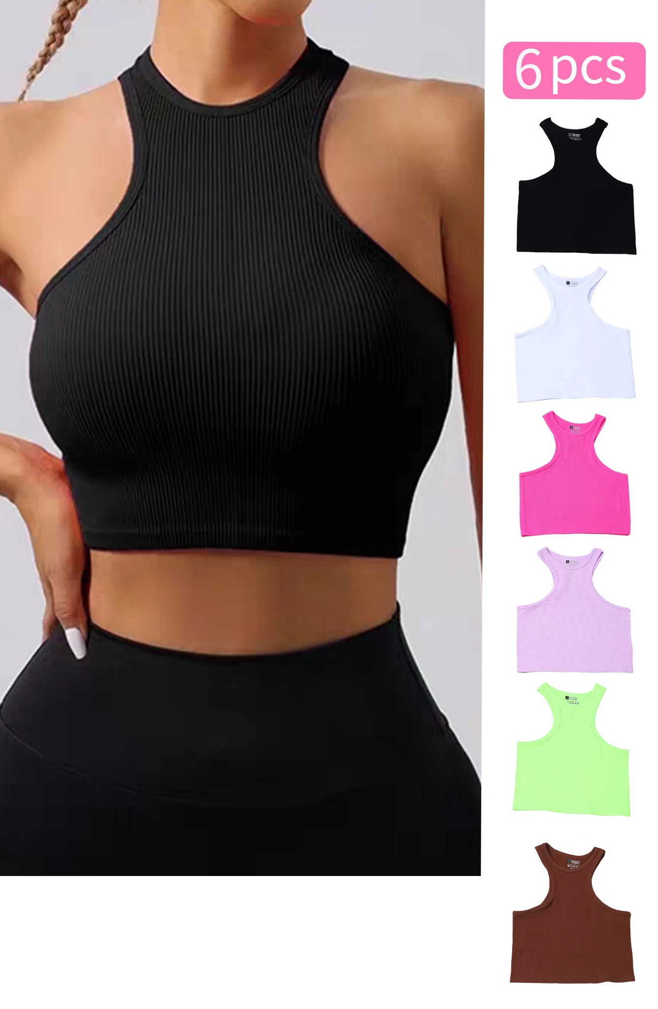 

Бесшовный вязаный высокоэластичный жилет в рубчик для йоги с открытым животом, сексуальный бюстгальтер без рукавов с лямкой на спине, нейлоновый быстросохнущий