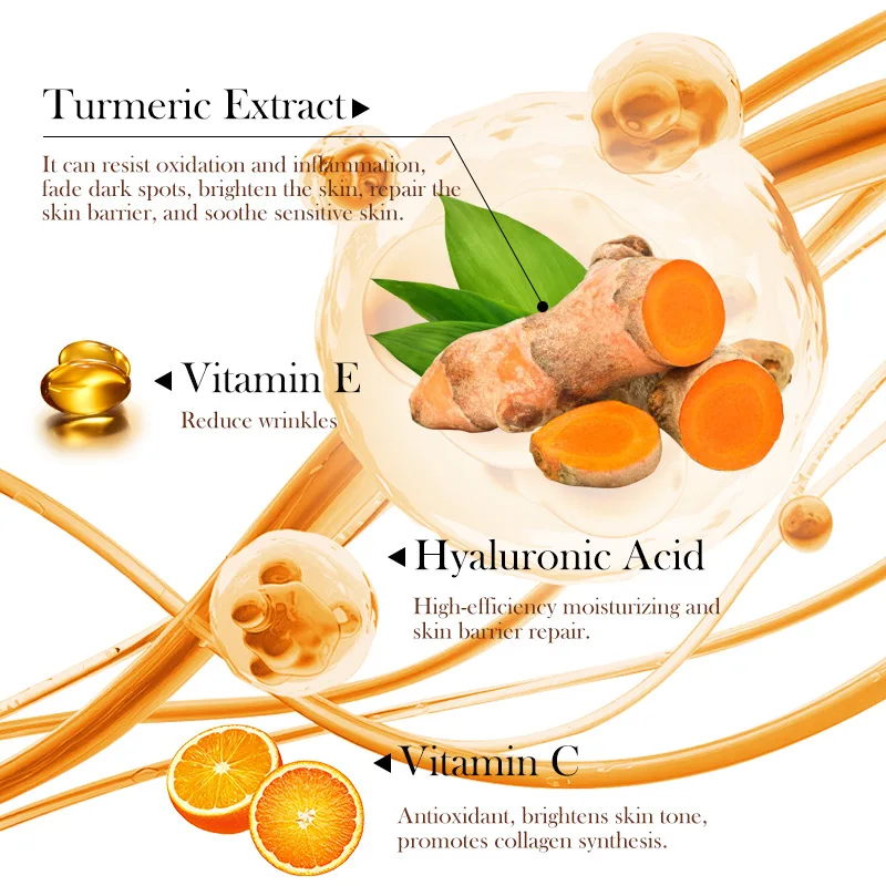 3pcs/10pcs Turmeric Cream Moisturizing Hydrating Facial Anti-aging Fading Fine Lines Brightening Skin Tone fade spots Skincare