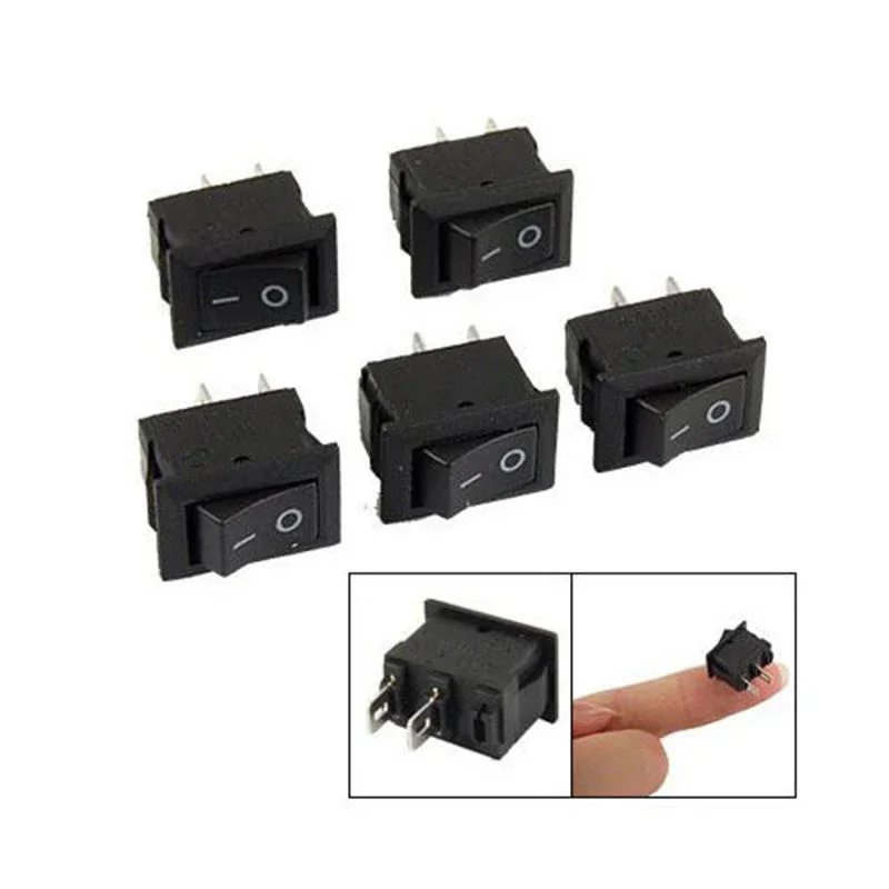 10Pcs Auto Car Truck Boat Round Rocker DC 12V 16A 2-Pin ON/OFF Toggle SPST Switches Rocker Switch 10*15mm Two Feet/three Feet