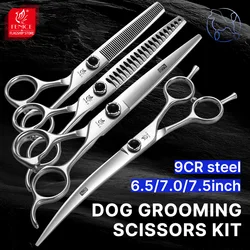 Fenice Household Stainless Steel Pet Grooming Scissors, Shears Set Kit for Dog Trimming Accessories, Tools, 6.5 