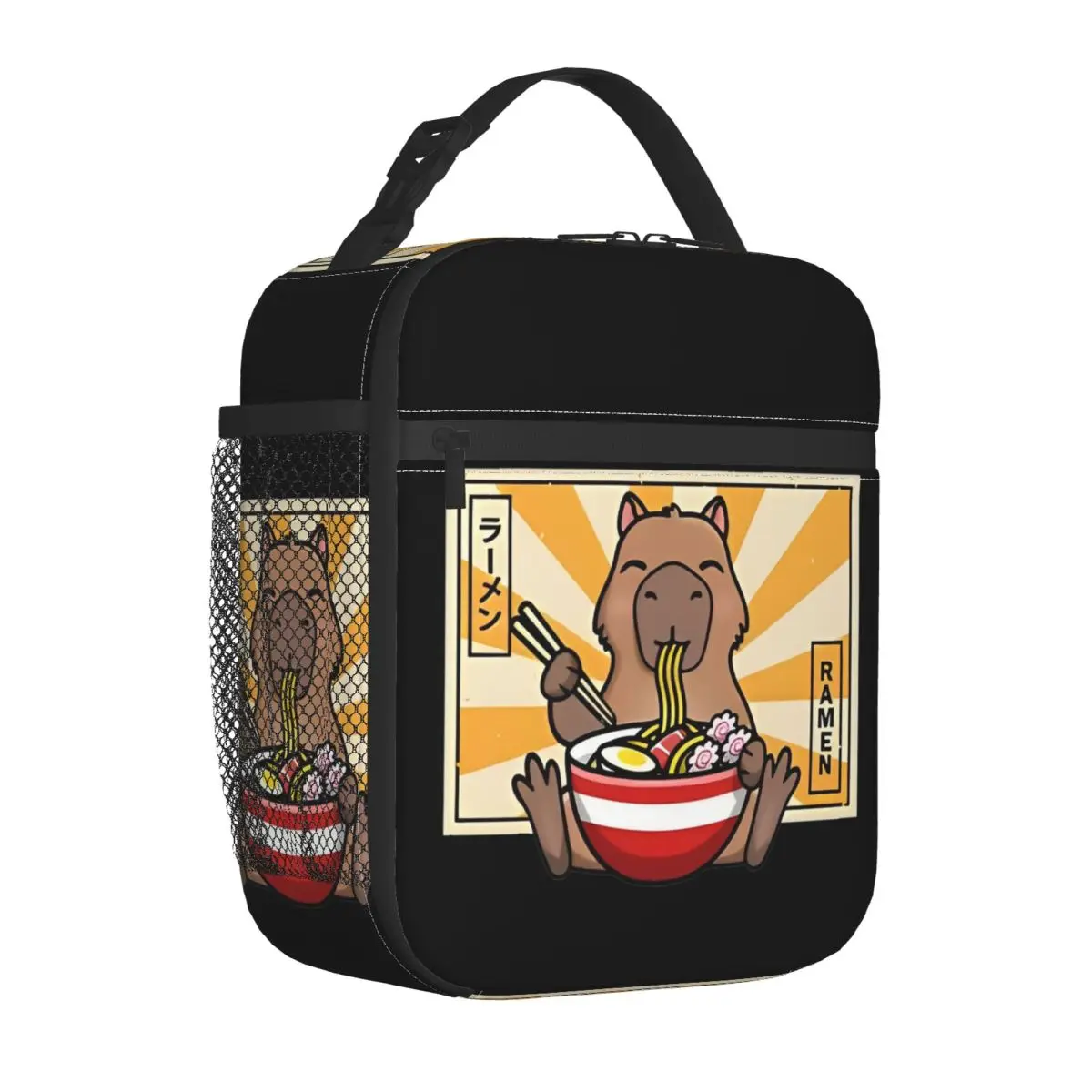 Cute Capybara Noodles Insulated Lunch Bag Portable Reusable Thermal Bag Lunch Box Tote Work Picnic Food Storage Bags