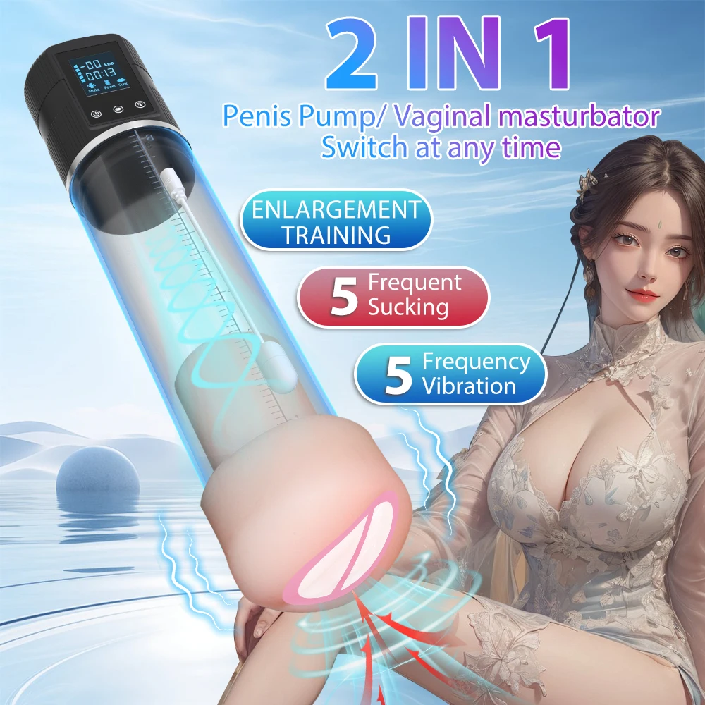 Automatic Penis Pump Men Enlargement dilate Trainer Penis Vacuum Pump Sex Toys 5 Suction Male Masturbator Sex Toys for Men 18+