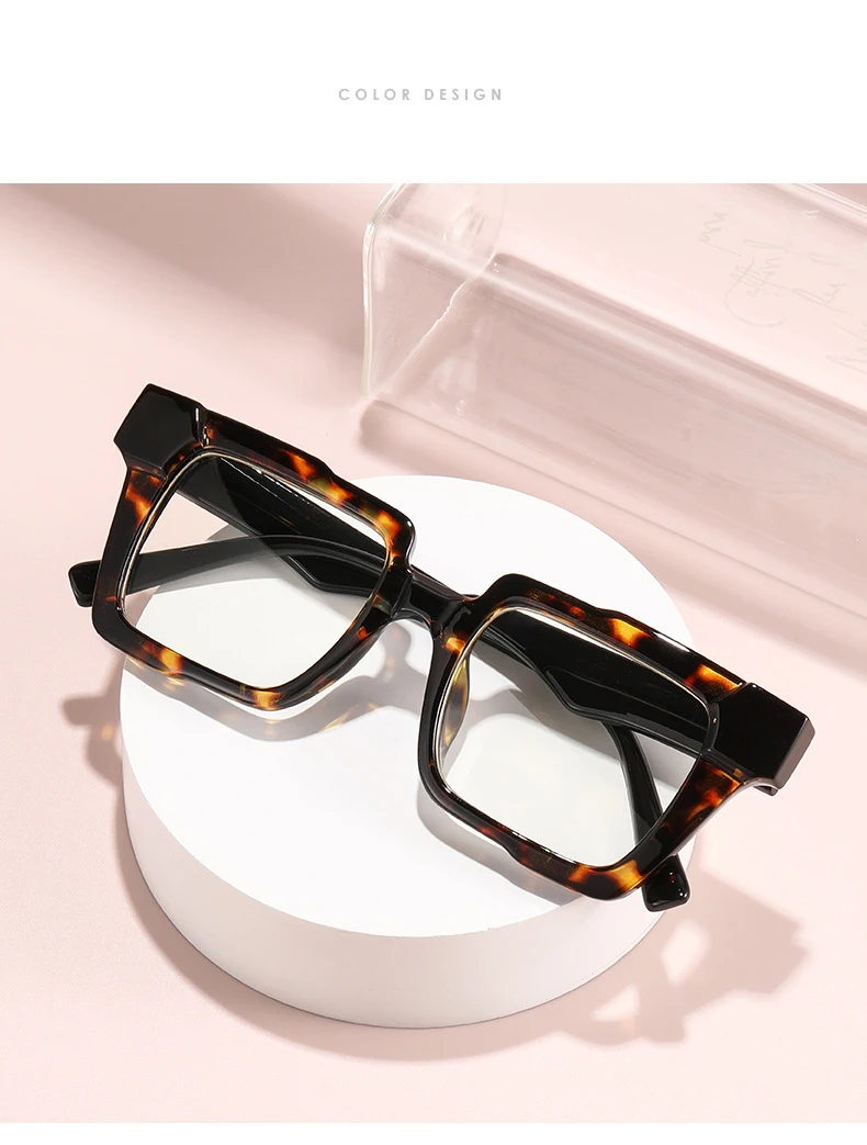 Lichtempfindlicher, farbwechselnder Spiegel, personalisierter, farbblockierender, flacher, heller Spiegel, Retro-Myopiebrille mit quadratischem Rahmen 6132 – Detail 11