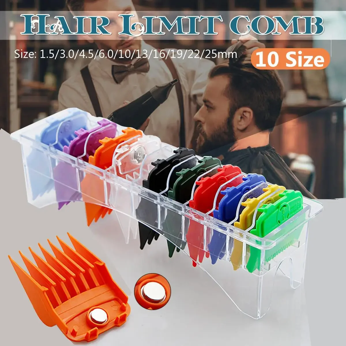 10Pcs Hair Clipper 1.5/3/4.5/6/10/13/16/19/22/25mm Limit Combs   Electric Clipper Positioning Comb Replacement Tools For WAHL