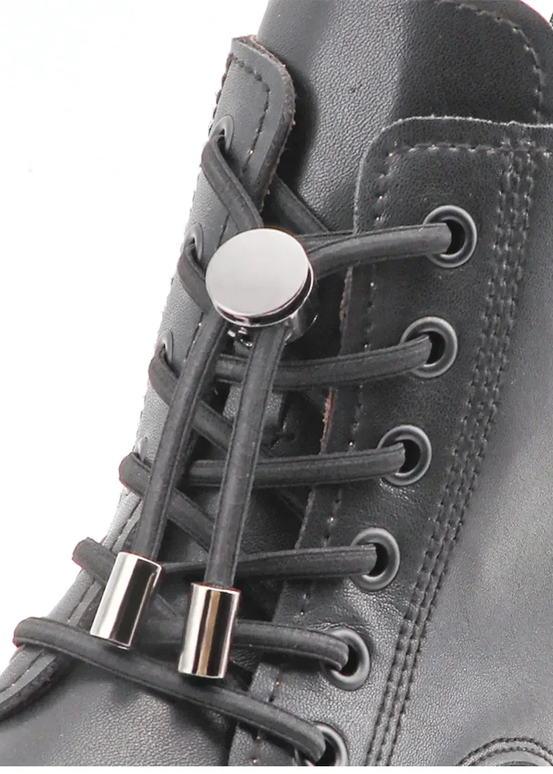 1 Pair Elastic Shoelaces for Sneakers No Tie Shoe Laces Metal Lock Quickly Put on And Take Off Lazy Shoes Lace Round Rubber Band