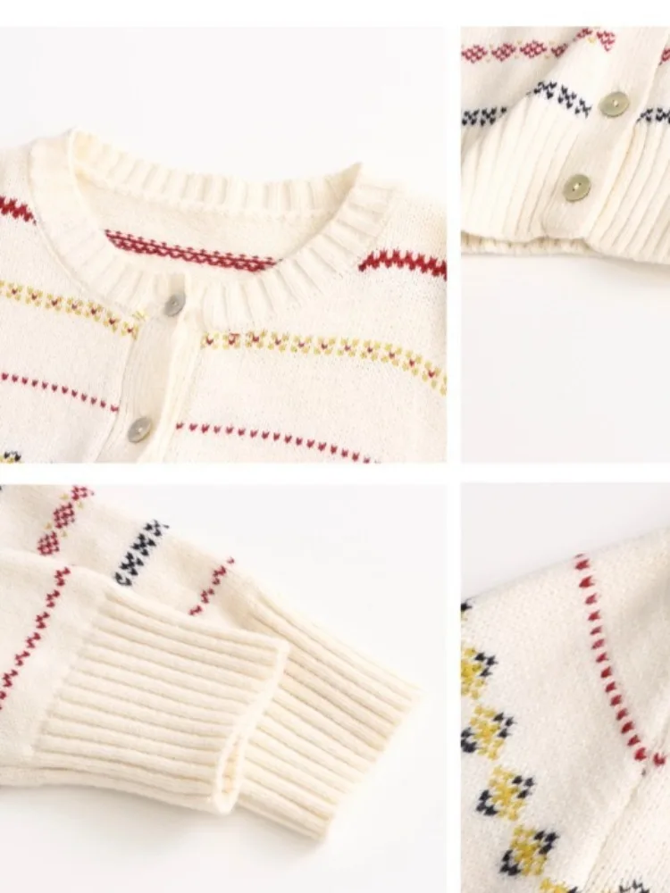 LIinar LIinar Women's Casual Striped Long-Sleeve Knit Sweater 2026 Fall Winter Single-Breasted Round-Neck Loose-Fit Cardigan