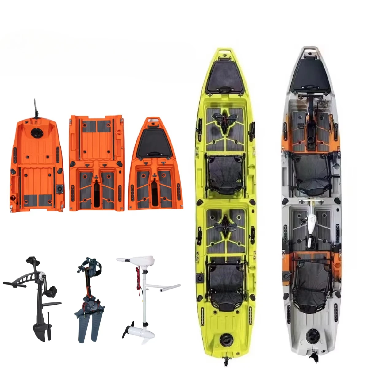 

LSF 2 or 3 Pieces Modular Detachable Kayak for 3 Power Systems With Kick up and Propeller Foot Pedal Motor Kayak for Choosing