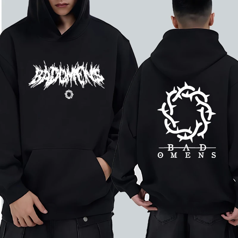

Music group Bad Omens Band Logo Double Sided printed Hoodies Men women hip hop punk streetwear Unisex Fleece Casual Sweatshirt
