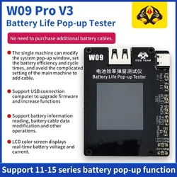 OSS W09 Pro V3 Battery Programmer for iphone 11-15PM battery Efficiency health changed to 100% High-Quality Pop-up Repair Tool