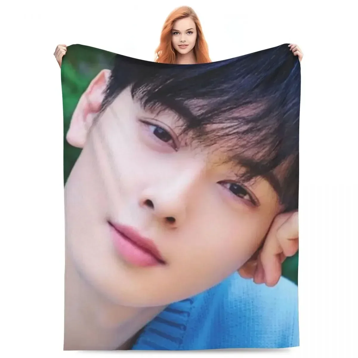 

CHA EUN WOO Kpop ASTRO Fan Gift Accessories Blankets Ultra-Soft Flannel Throw Blankets Cozy Plush Thin Quilt