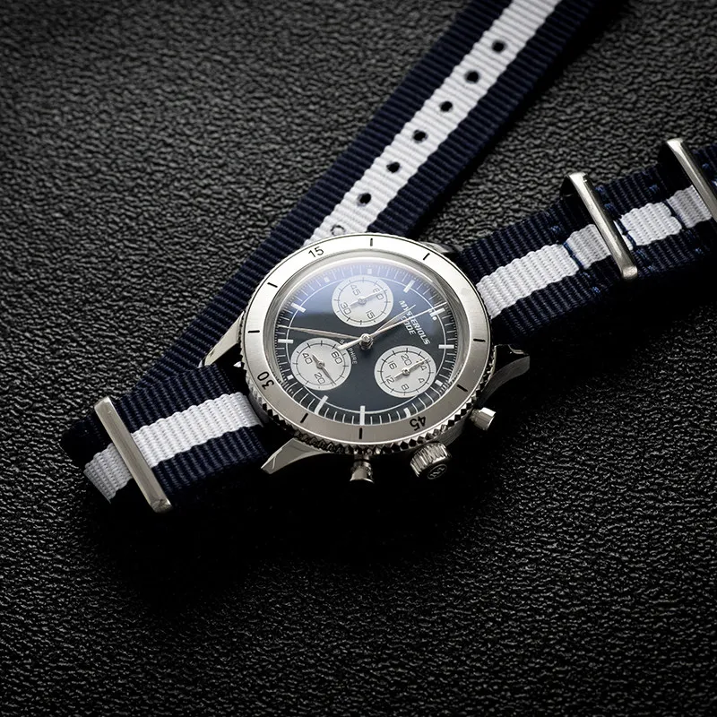 MysteriousCold 37mm Men Pilot Chronograph Watch VK68 Quartz Movement Waterproof Nylon Retro Aviation Military Wristwatch Sport
