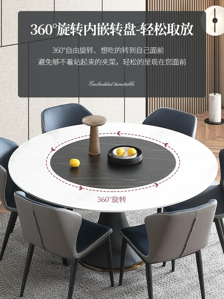Stone Plate Round Table Designer Turntable Embedded Rotating Imported Stone Plate Household Large round Table