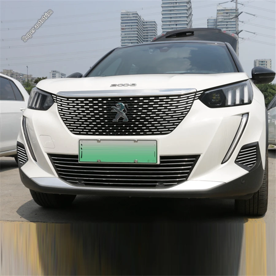 Front Bumper Bottom Grille Molding Strips & Fog Light  Eyelid Eyebrow Cover Trim Accessories Fit For Peugeot 2008 2020 - 2022