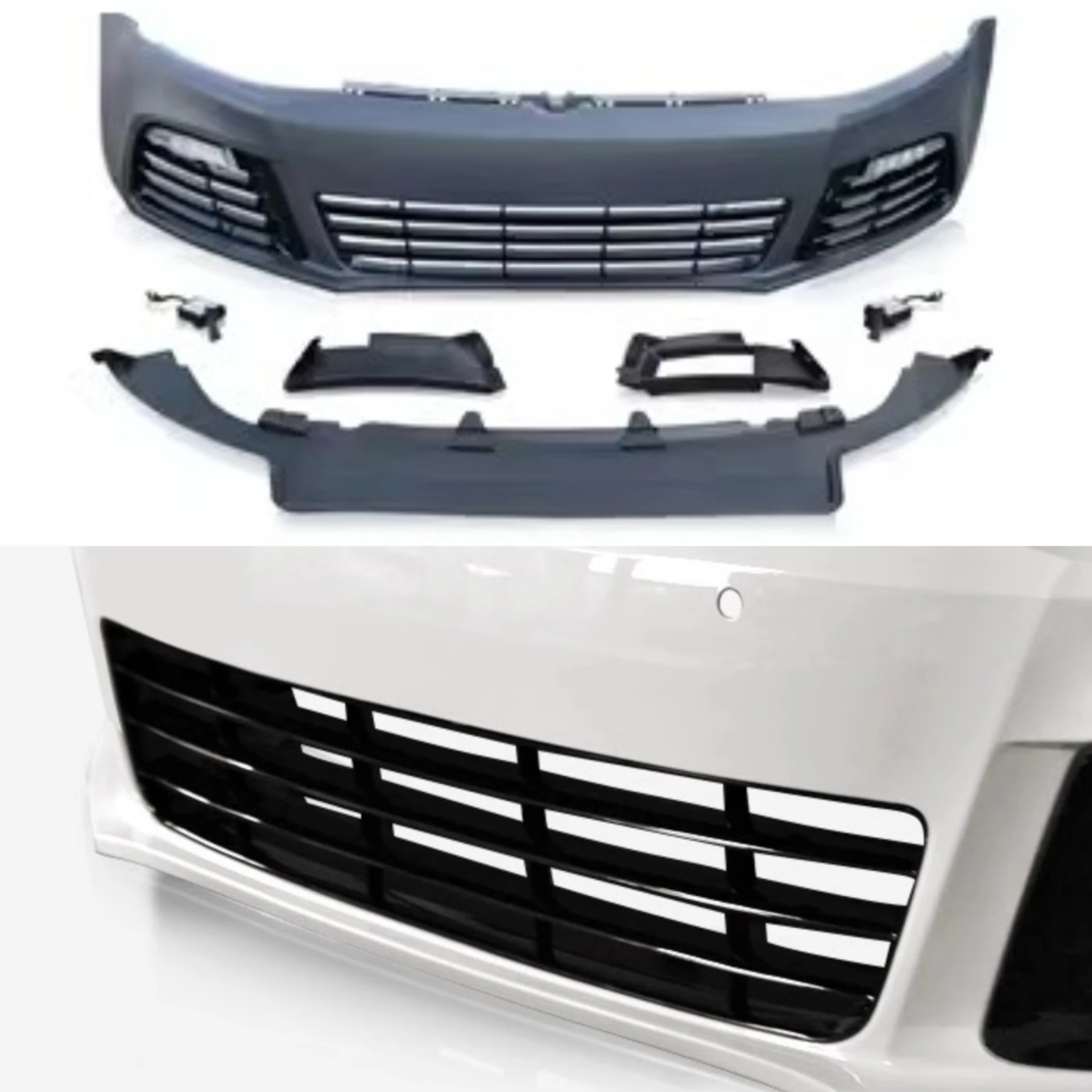 Body Kit Front Bumper Assembly Grille for Volkswagen vw Sagitar Jetta 12-18 Convert R Style Bumper Daytime Running Light