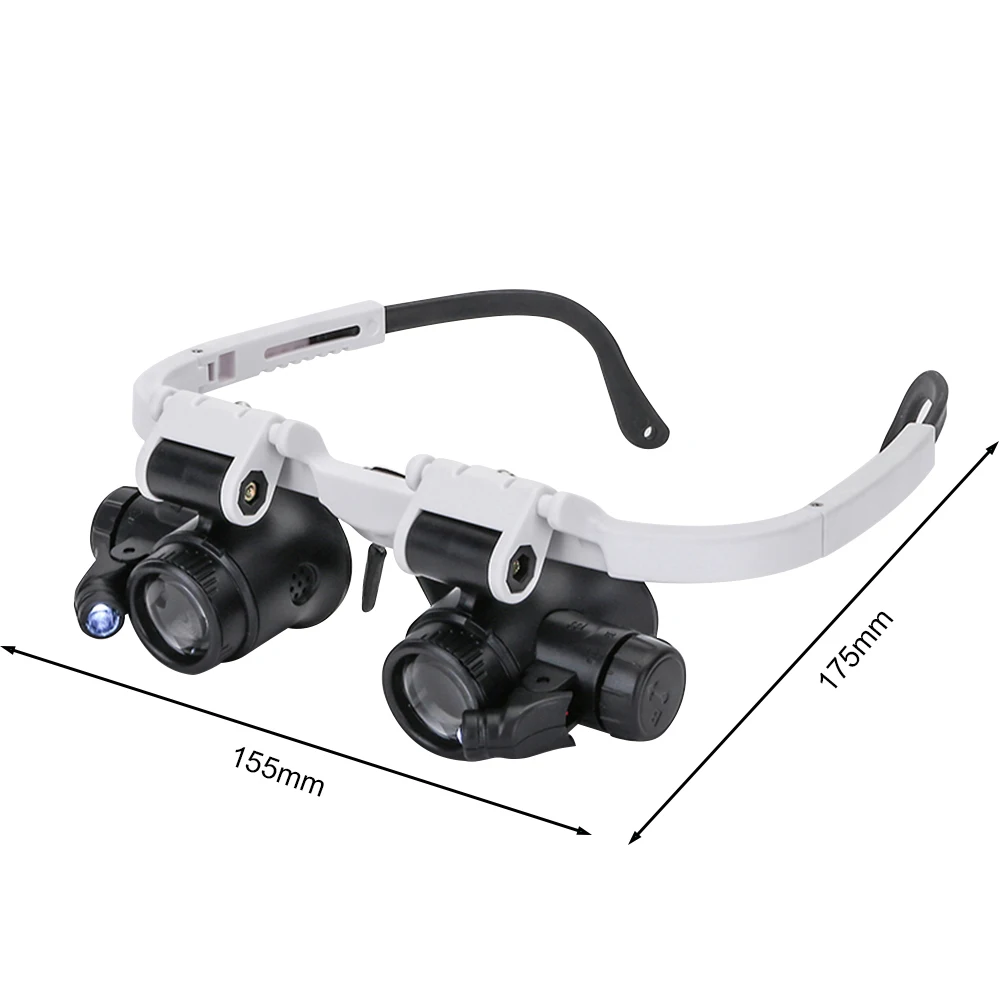 Portable Magnifier Glasses Loupes Measuring Magnifying Glass Lens with LED Jeweler Watch Repair Magnifying Eyewear