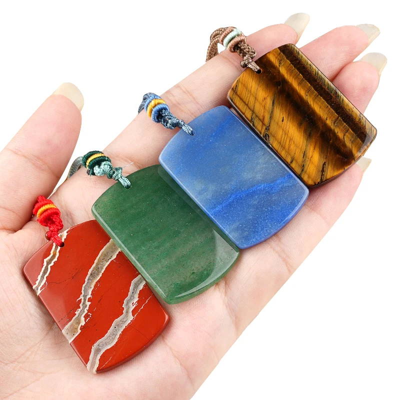 

JOYA GIFT Vintage 25x40MM Square Stone Pendant Woven Necklace Crystal Charms Jewelry Women's Valentine's Day Party's Gift