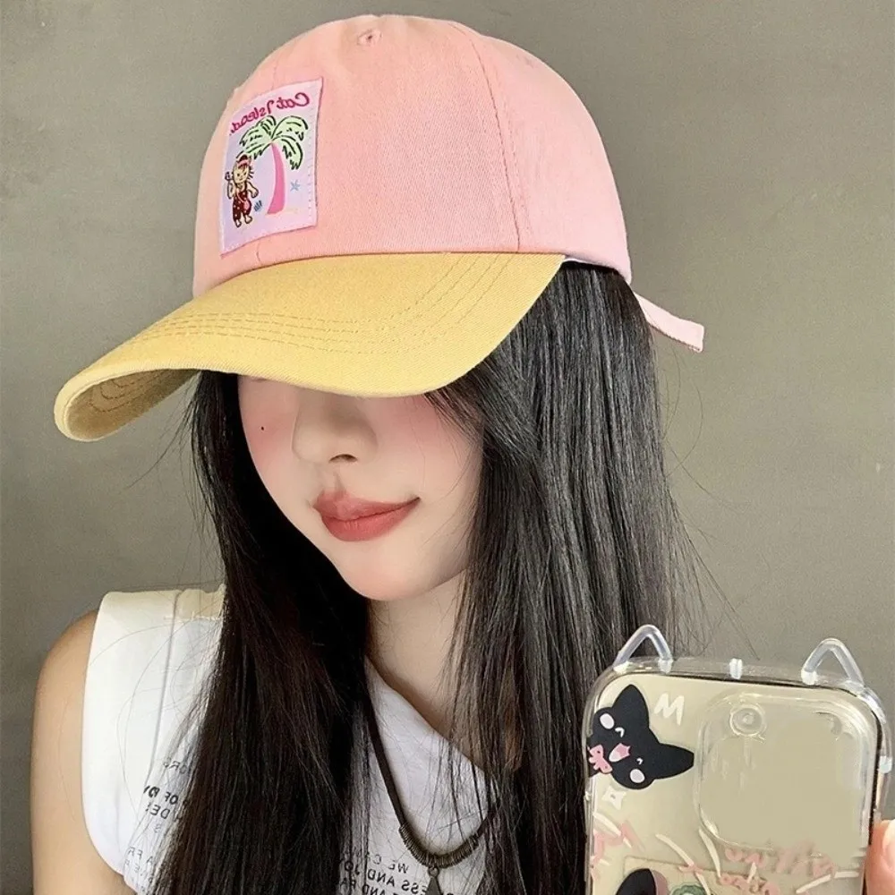 

Casual Korean Baseball Hat Embroidery Spring Summer Peaked Cap Visor Cute Snapback Cap Teenagers